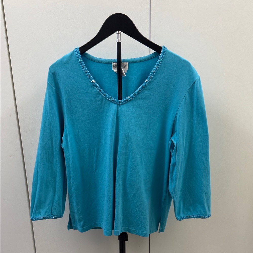 Coldwater Creek Turquoise 3/4 Sleeve Top